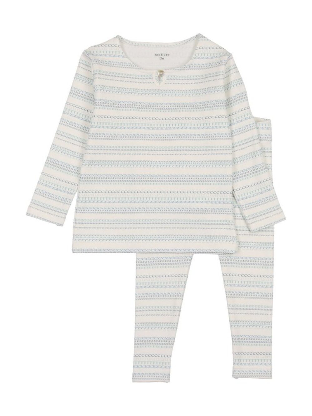 Bee & Dee Alphastripes Boys Blue Kids Pajama Set 12M–16 & Baby Footie 1M NWT